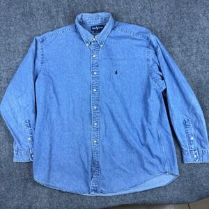 Ralph Lauren Blake XXL Mens Button Down Denim Shirt Long Sleeve Blue